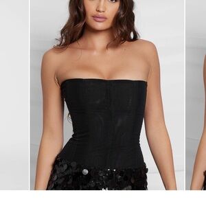 LEAU MESH CORSET TOP-BLACK